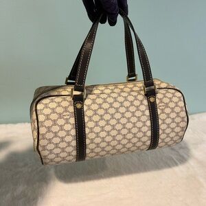 Celine Cream and Brown Papillon 27cm Handbag with Elegant Design